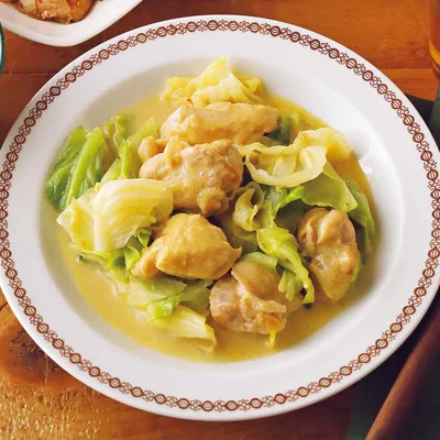 「とり肉とキャベツのカレー豆乳煮」の献立