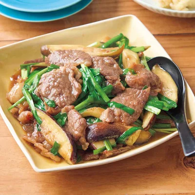 牛肉となすのしょうが炒め