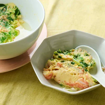 かにかまと豆苗の茶碗蒸し風