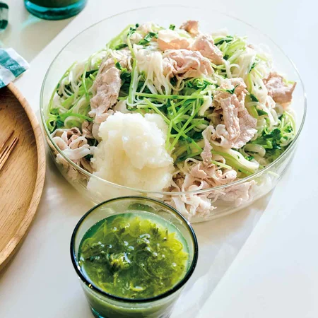 豚しゃぶおろしそうめんめかぶだれ
