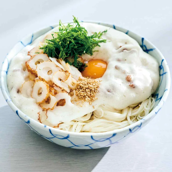 ふわふわ納豆とちくわのそうめん