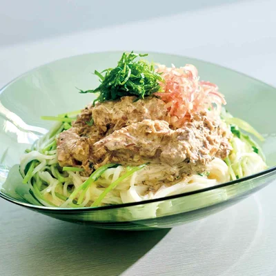 さばのサラダそうめん