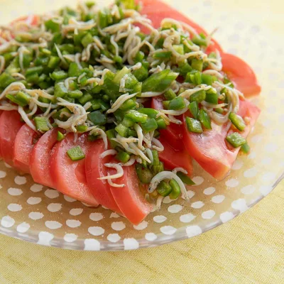 トマトのしらすピーマンだれ