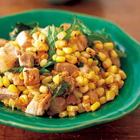 豚肉ととうもろこしの青じそ炒め