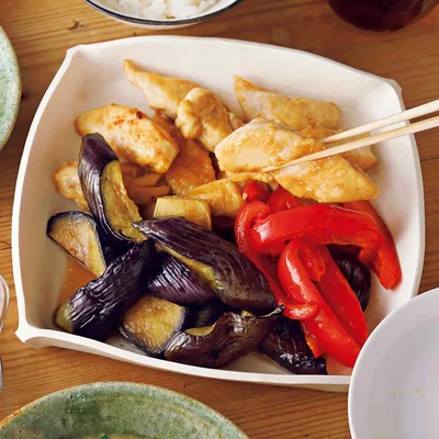 ささ身となすの焼きびたし