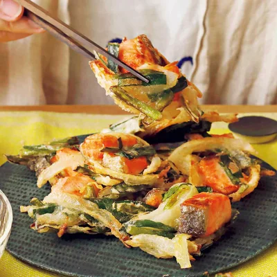 鮭とにらの落とし揚げ