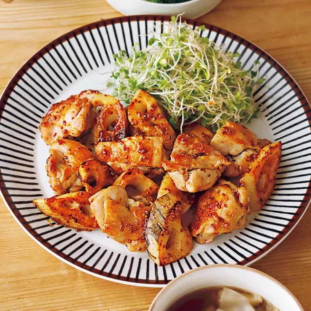とり肉とれんこんのハニーマスタードソテー