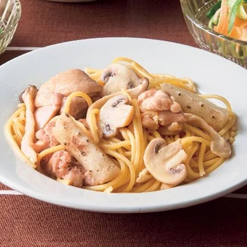 とり肉ときのこのバターじょうゆパスタ