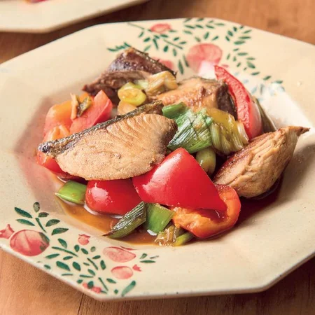 ぶりとパプリカの照り焼き
