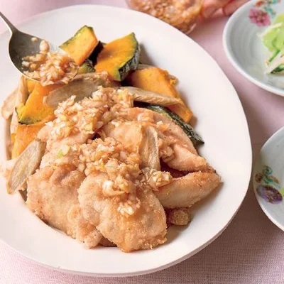とりむね肉とかぼちゃの揚げ焼き