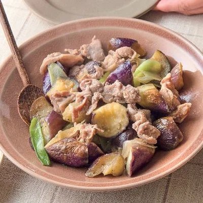 豚肉となすのフライパン蒸し