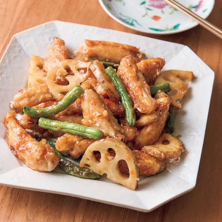 手羽中とれんこんの香味照り焼き