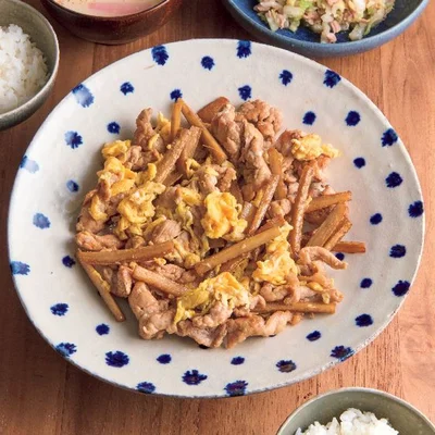 豚肉とごぼうの卵炒め