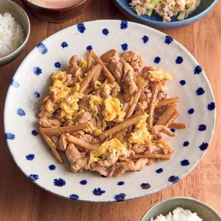 豚肉とごぼうの卵炒め