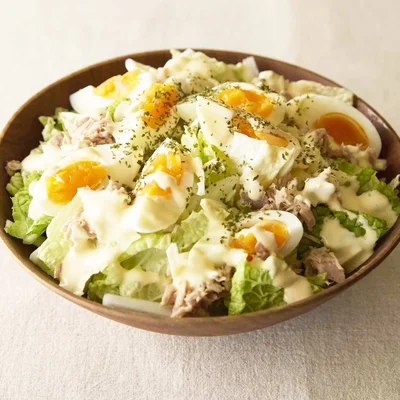 白菜とゆで卵のツナサラダ