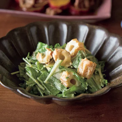 ちくわと水菜のみそマヨサラダ