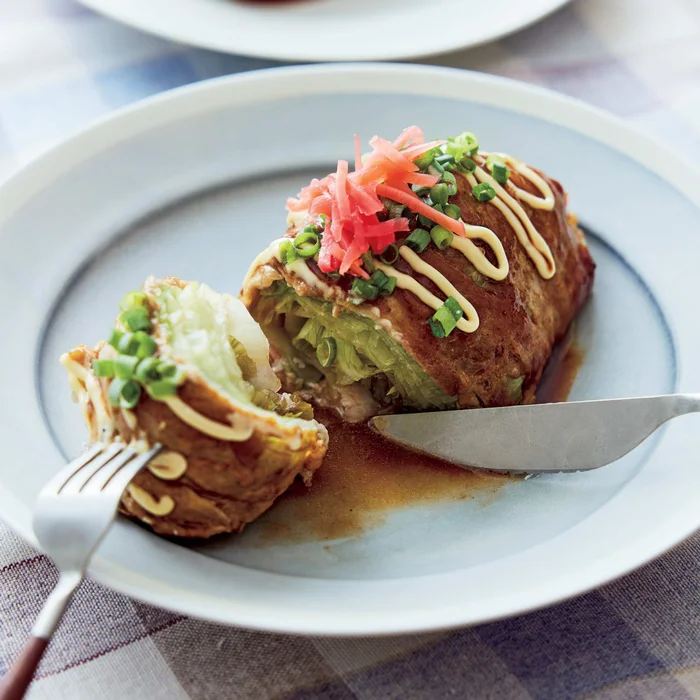 お好み焼き風肉巻きレタス