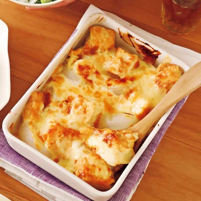 新玉ねぎのみそマヨグラタン