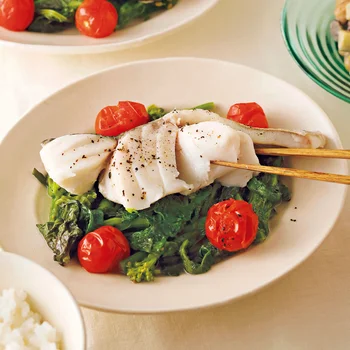 たらと菜の花のオイル蒸し