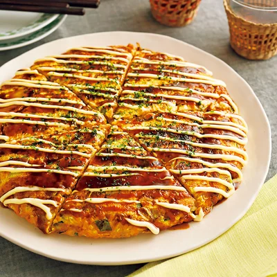 豆腐とキムチのお好み焼き