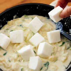 はんぺんは他の材料が煮えてから加え、くずさないようにざっと混ぜる。