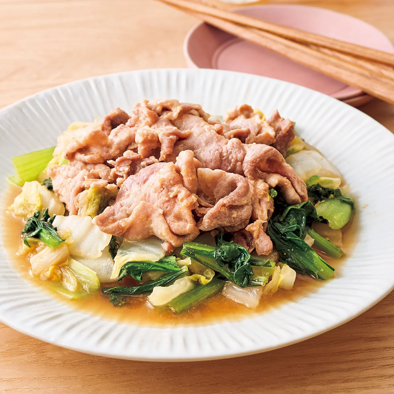 豚こまと白菜の甘みそ蒸し