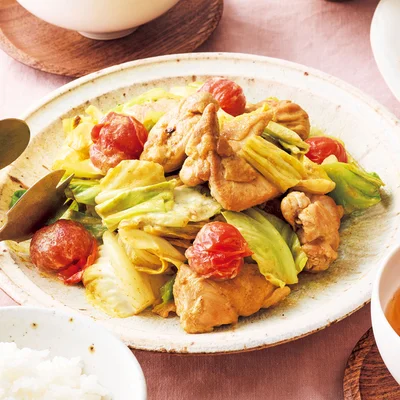 とり肉とキャベツのカレーマヨ炒め