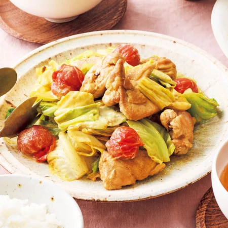 とり肉とキャベツのカレーマヨ炒め