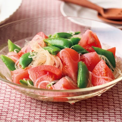 スナップえんどうとトマトのはるさめサラダ