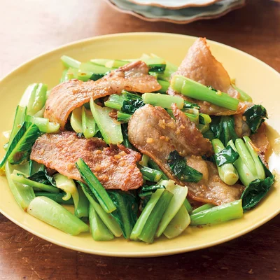 豚バラと小松菜のにんにくみそ炒め