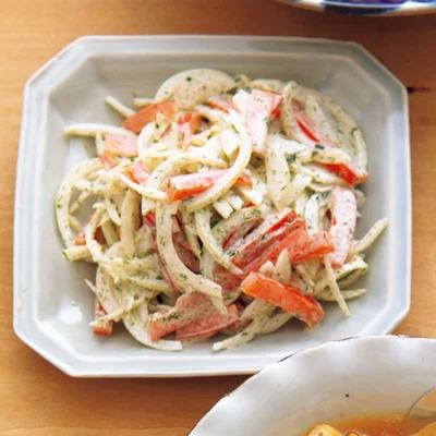 玉ねぎとパプリカの青のりマヨあえ