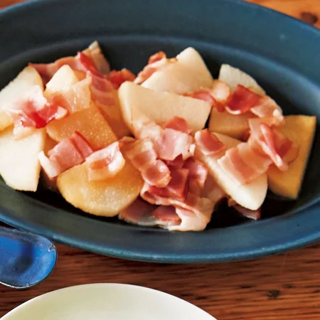 長いもとベーコンのレンジ煮