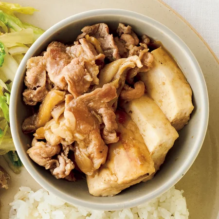 豚こま豆腐のすき焼き風