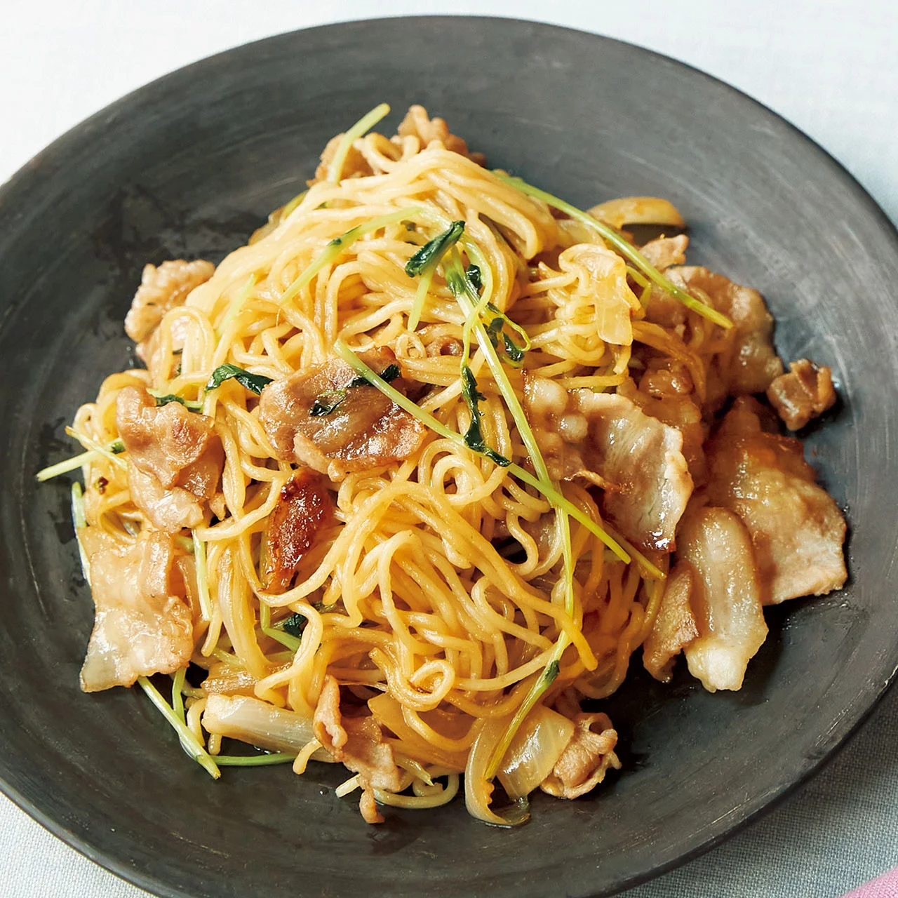 豚肉と豆苗の焼きそば