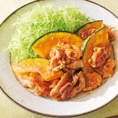豚こまとかぼちゃのしょうが焼き