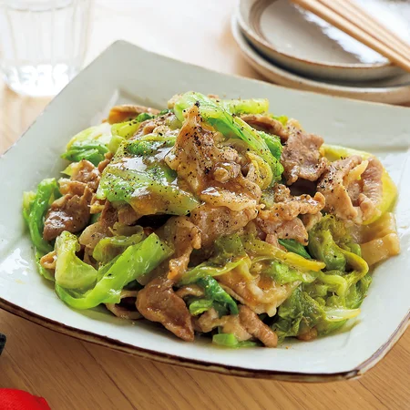 豚こまとキャベツの塩だれ蒸し