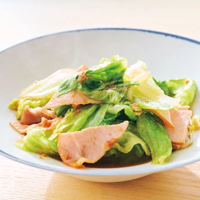 レタスとハムのレンジおひたし