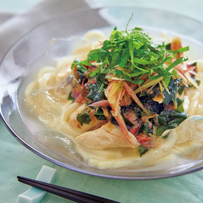 薬味たっぷり梅ささ身うどん