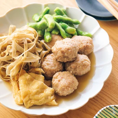とりだんごと枝豆のうまだし煮