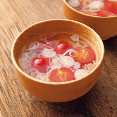 ミニトマトとねぎのすまし汁