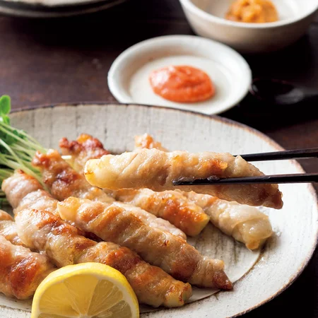 秋なすの豚巻き蒸し