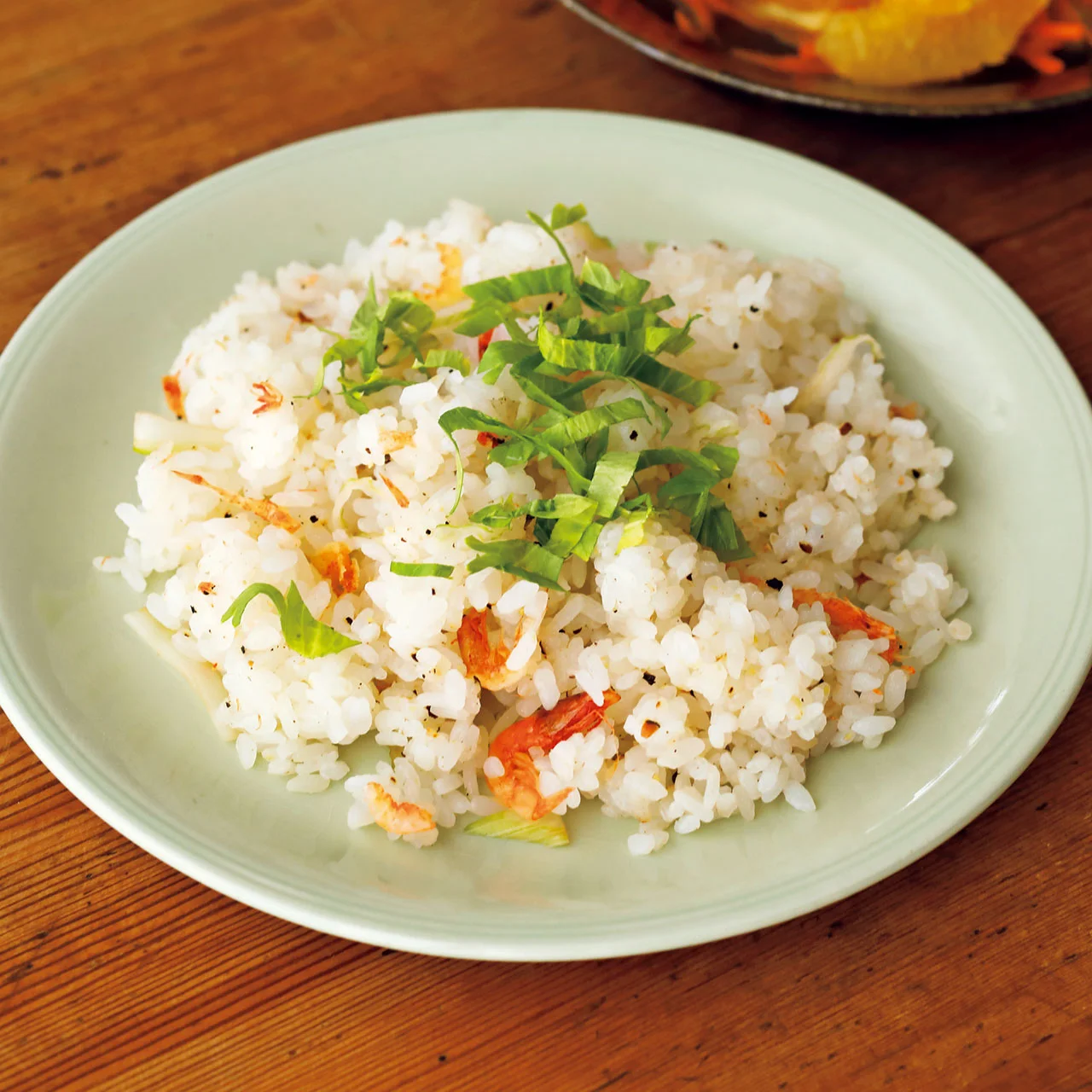 桜えびとセロリのピラフ風