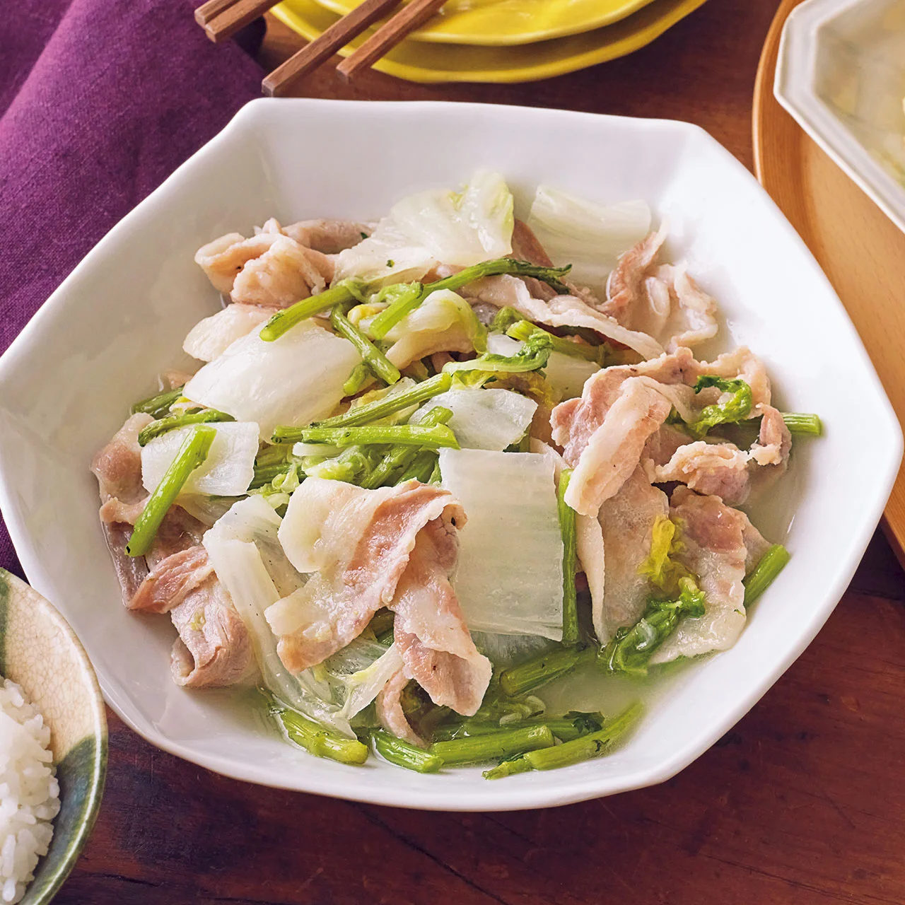 豚バラと白菜のフライパン蒸し