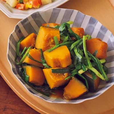 かぼちゃとにらの煮もの