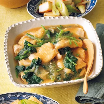 「とりむねとほうれん草のみぞれ煮」の献立