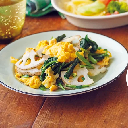 ほうれん草とれんこんの卵炒め