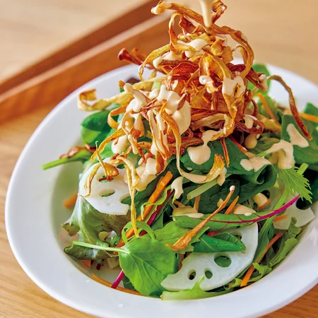 揚げごぼうとれんこんのみそマヨサラダ