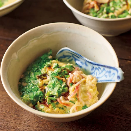 かにかまとにらのふわふわ茶碗蒸し