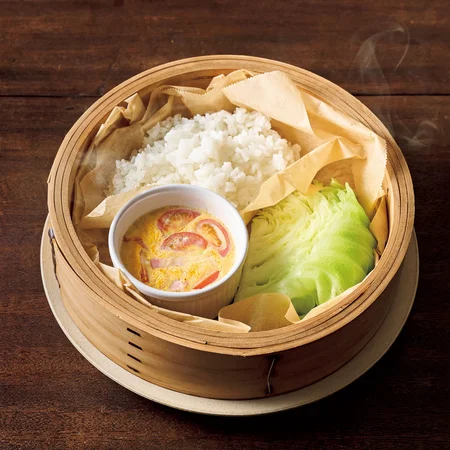 ココットオムレツと蒸しキャベツごはん