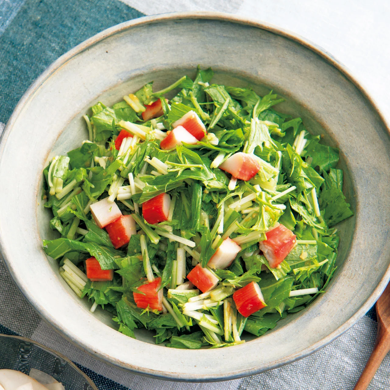 かにかまと水菜の酢みそチョップドサラダ